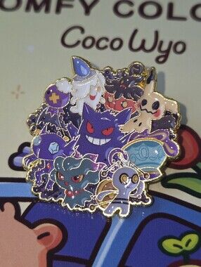 Pokemon Ghost-Type Enamel Pin - Purple, Cream, Blue, Black, Red